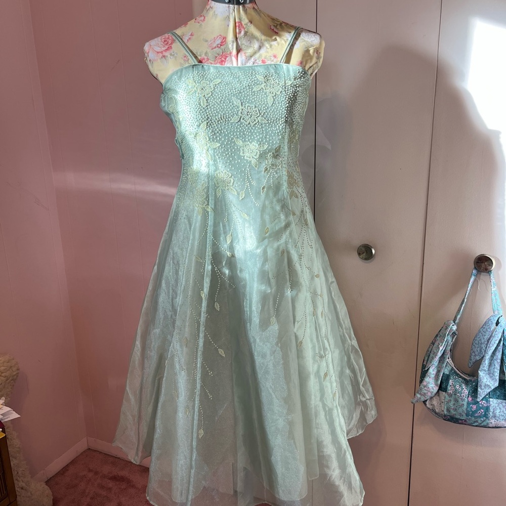 Vintage Y2K Petite Elegant Mint Green Dress